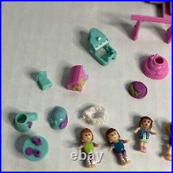 1995 Polly Pocket COMPLETE Clubhouse Pop-Up Party Play House Bluebird 6 Dolls