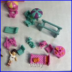 1995 Polly Pocket COMPLETE Clubhouse Pop-Up Party Play House Bluebird 6 Dolls