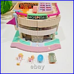 1995 Vintage Polly Pocket Children's Hospital Works! W Baby Tim+ Scale+More