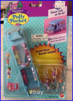 1996 Polly Pocket Bluebird Flower Cafe On-The-Go with bracelet NOC