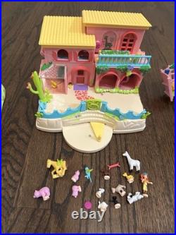 7 LOT Vintage 2000 Polly Pocket Petland Hacienda Ranch House withFigures Jungle