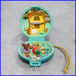 COMPLETE Polly Pocket Vintage Jeweled Green Forest Compact, 1992 Bluebird Toys