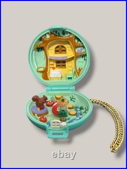 COMPLETE Polly Pocket Vintage Jeweled Green Forest Compact, 1992 Bluebird Toys