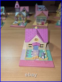 HUGE LOT Vintage Polly Pocket 12 Houses Pollyville Bluebird Church School Pizza