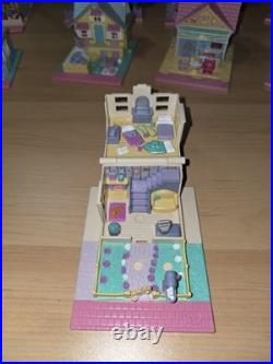 HUGE LOT Vintage Polly Pocket 12 Houses Pollyville Bluebird Church School Pizza