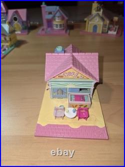 HUGE LOT Vintage Polly Pocket 12 Houses Pollyville Bluebird Church School Pizza