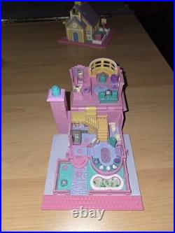 HUGE LOT Vintage Polly Pocket 12 Houses Pollyville Bluebird Church School Pizza