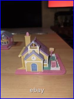 HUGE LOT Vintage Polly Pocket 12 Houses Pollyville Bluebird Church School Pizza