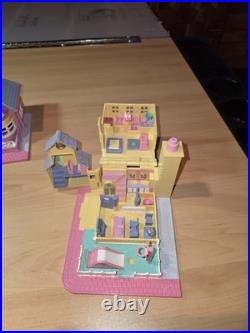 HUGE LOT Vintage Polly Pocket 12 Houses Pollyville Bluebird Church School Pizza