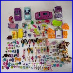 HUGE Vtg Y2K Polly Pocket Lot 155+ Pcs Magnetic Dolls Limo Horses Cars BUNDLE