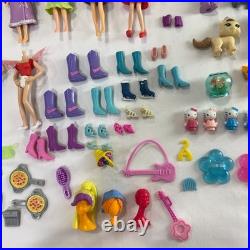 HUGE Vtg Y2K Polly Pocket Lot 155+ Pcs Magnetic Dolls Limo Horses Cars BUNDLE