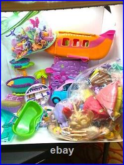 Huge Estate Found Polly Pocket Lot Disney Princesses Airplane Clothes Accessorie
