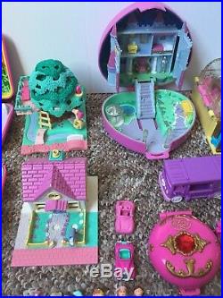Huge Polly Pocket Vintage Lot Blue Bird With Figures Zoo Mall Castle Treehouse