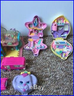 Huge Polly Pocket Vintage Lot Blue Bird With Figures Zoo Mall Castle Treehouse