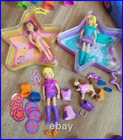 Large Lot Vtg 2000's Polly Pocket Dolls & Clothes Accessories Cars Play Sets