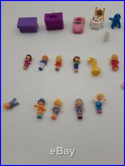Large Vintage Polly Pocket Lot 90s Compacts, Dolls Figures, Buildings Houses