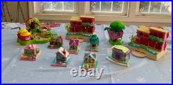 Large lot- 11 Vintage Polly Pockets Pollyville Houses and Playsets