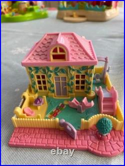 Large lot- 11 Vintage Polly Pockets Pollyville Houses and Playsets