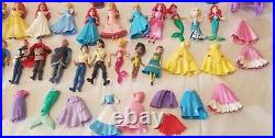 Lot 95+ Polly Pocket Disney Princesses MagiClip Dresses Dolls Princes Misc Vtg