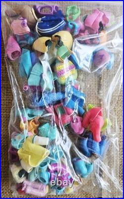 Lot Of 380+pc Polly Pocket Dolls, Clothes, Shoes, Furniture & Acc