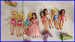 Lot Of Polly Pocket Disney Princess Dolls And Rubber Clothing And Vintage Polly