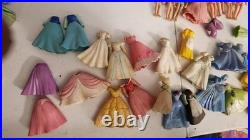 Lot Of Polly Pocket Disney Princess Dolls And Rubber Clothing And Vintage Polly
