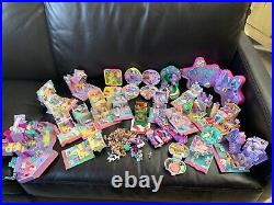 Lot of 23 Vintage Polly Pocket houses with Dolls, Animals, And Accessories