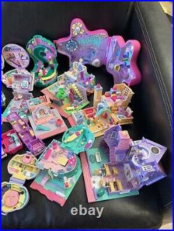 Lot of 23 Vintage Polly Pocket houses with Dolls, Animals, And Accessories