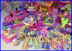 MASSIVE Vintage Y2K Polly Pocket-Lot of 30 + Dolls & Pets + Vehicles & Clothes