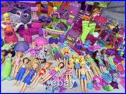 MASSIVE Vintage Y2K Polly Pocket-Lot of 30 + Dolls & Pets + Vehicles & Clothes