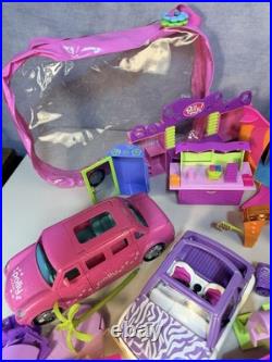 MASSIVE Vintage Y2K Polly Pocket-Lot of 30 + Dolls & Pets + Vehicles & Clothes