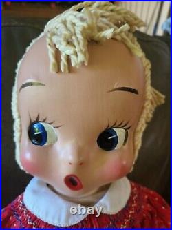 Neat Vintage 1940's Large 40 Floppy Girl Doll with Oil Cloth Face