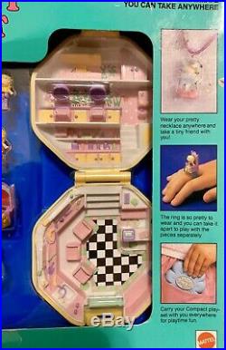 New In Box! Vintage Polly Pocket Gift Set Compact Salon/ Necklace/ Ring & Extras