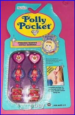 POLLY POCKET PRINCESS YASMIN'S DANGLY EARRINGS, Unopened COMPLETE Vintage