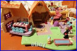 Polly Pocket 1995 Disney Snow White Cottage ALL 9 Figures Bundle lights up