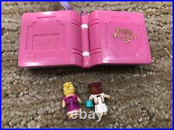 Polly Pocket 1995 Vintage Glitter Wedding Pink Book Locket with Both Figures