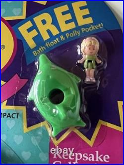 Polly Pocket BEACH PARTY Compact + Free Float & Figure MOC 1989 Vintage Bluebird