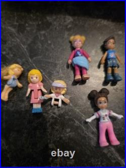 Polly Pocket Bluebird 1989 Pool Party Compact & Lot Of 12 PP Dolls & Misc Acces