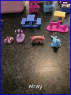 Polly Pocket Bluebird 1989 Pool Party Compact & Lot Of 12 PP Dolls & Misc Acces