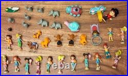 Polly Pocket Bluebird Vintage 30+ Pc Lot Mini Dolls Animals Accessories Figures