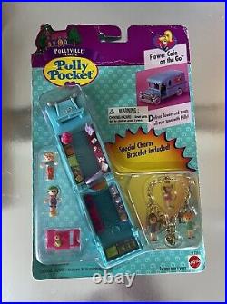 Polly Pocket Flower Cafe on the Go 1996 Vintage Bluebird NEW with CHARM BRACELET