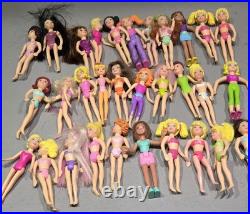 Polly Pocket Lot Figures 30 Dolls Rubber Clothing 100+ Pc Accessories Vintage