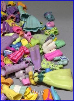 Polly Pocket Lot Figures 30 Dolls Rubber Clothing 100+ Pc Accessories Vintage