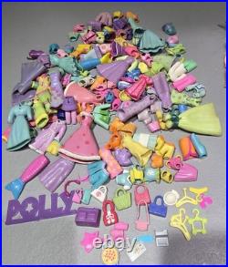 Polly Pocket Lot Figures 30 Dolls Rubber Clothing 100+ Pc Accessories Vintage