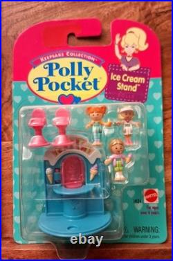 Polly Pocket Playset Dolls Ice Cream Stand & Wee Willie's Stunt Plane Ring Vtg