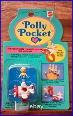 Polly Pocket Playset Dolls Ice Cream Stand & Wee Willie's Stunt Plane Ring Vtg