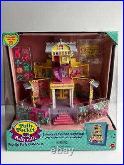 Polly Pocket Pollyville Pop-Up Party Clubhouse, NIB, sealed Bluebird Mattel 1996