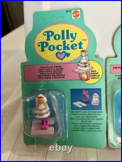 Polly Pocket Ring Set of 4 MOC Bluebird Mattel Toys VTG Ballerina Bride Present
