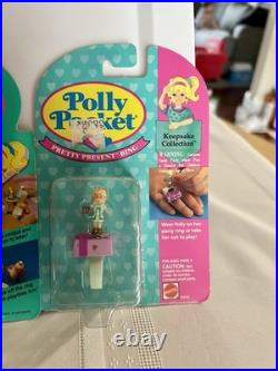 Polly Pocket Ring Set of 4 MOC Bluebird Mattel Toys VTG Ballerina Bride Present