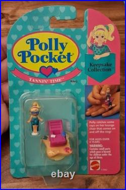 Polly Pocket Rings Keepsake Jewel Collection NOC NRFP Vintage 1990s Lot Of 6